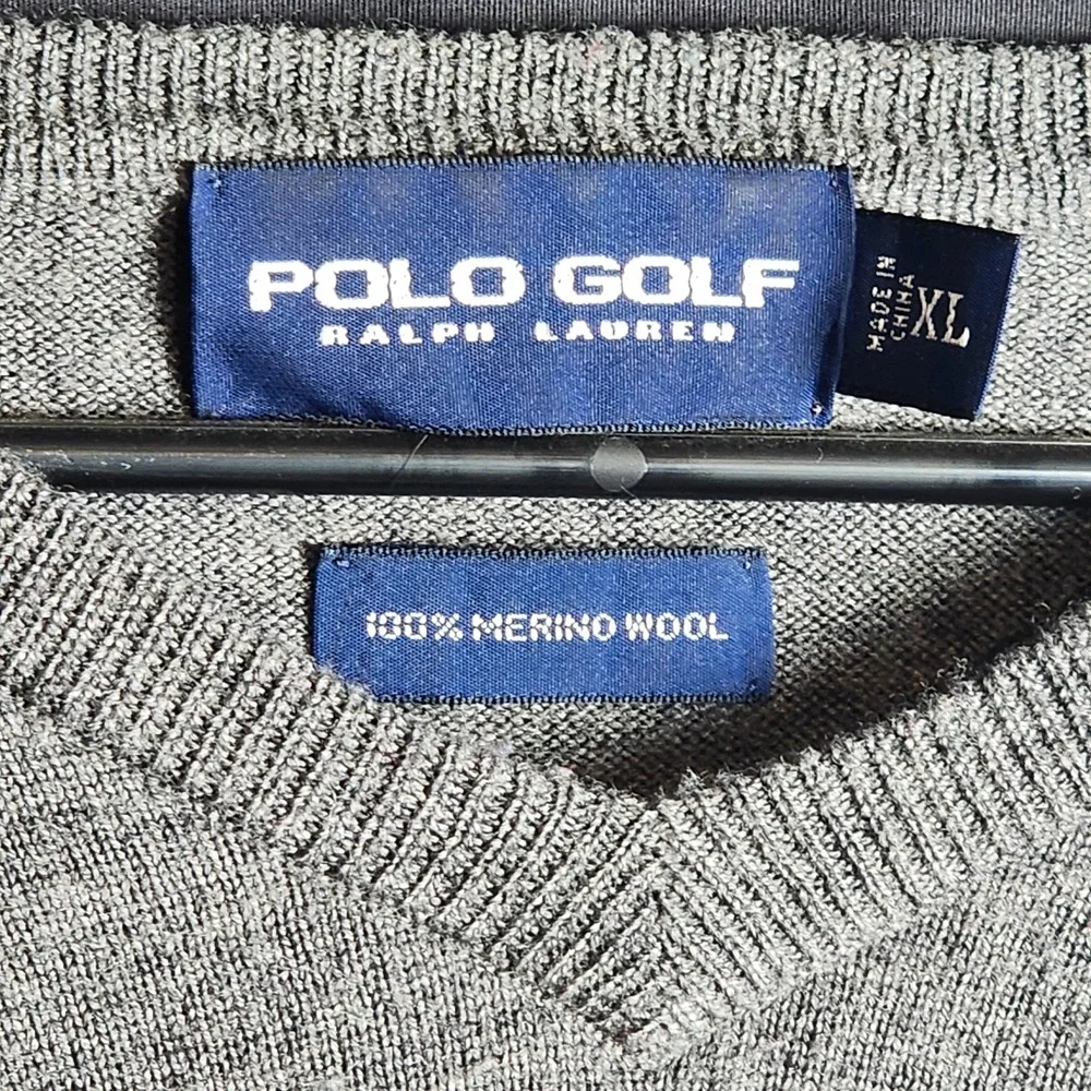 Polo Golf Ralph Lauren‎ Gray Sweater, 100% Merino Wool, Men's Size XL